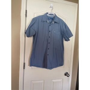Cowboy Hardware Mens Blue 100% Cotton Short Sleeve Button Up Shirt Size Large